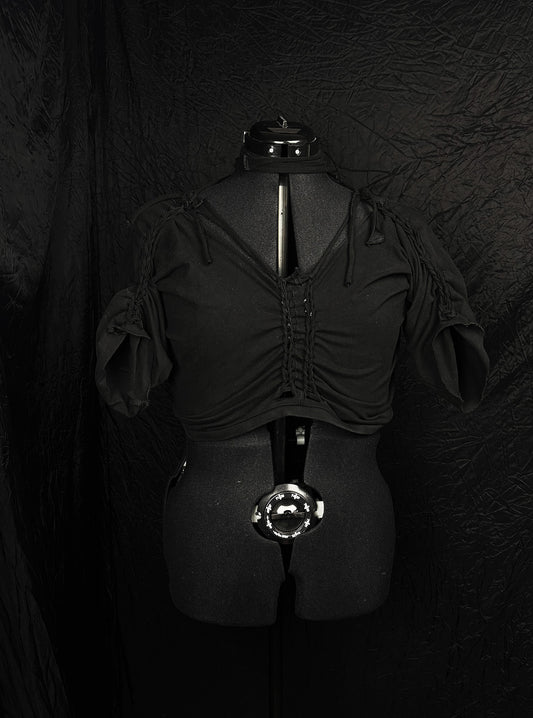 TIED TOP black | mid sleeve